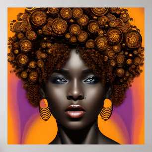 Póster La reina fresca Auburn Brown pelo negro melanina a