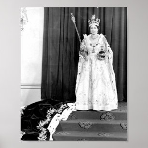 Póster La Reina Isabel II Con Su Coronación