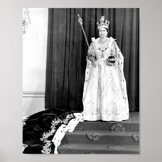 Póster La Reina Isabel II Con Su Coronación (Frente)
