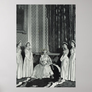 Póster La reina Isabel y sus acompañantes