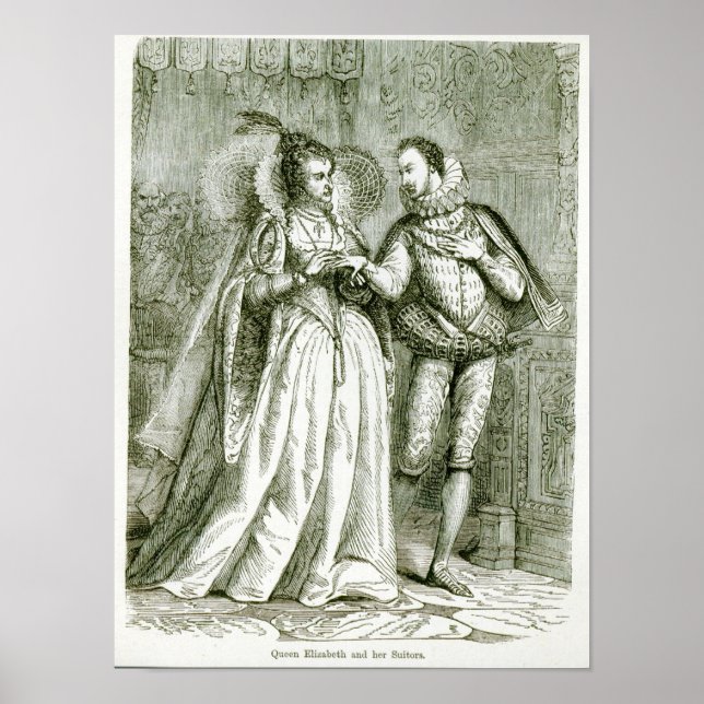 Póster La reina Isabel y sus pretendientes (Frente)