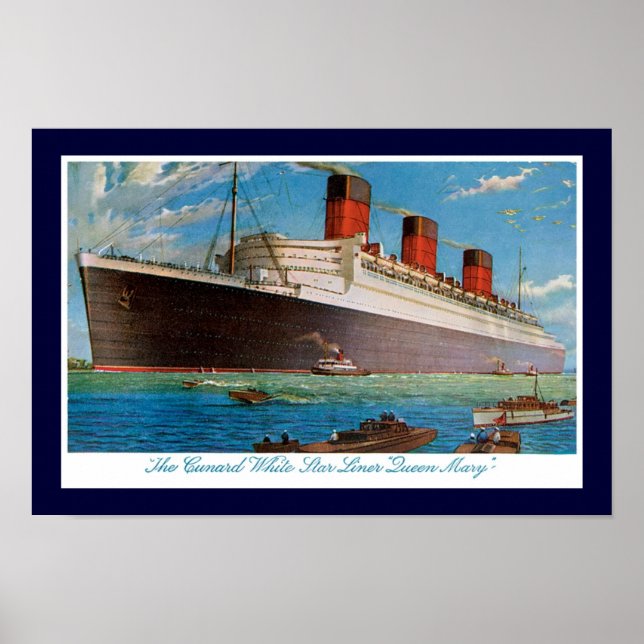 Póster La Reina María de Cunard White Star Line (Frente)
