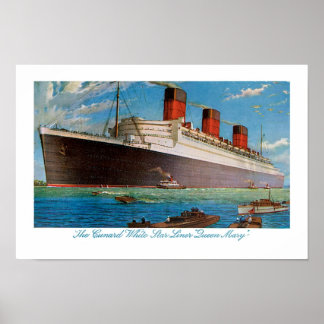 Póster La Reina María de Cunard White Star Line