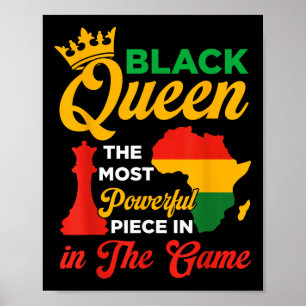 Póster La Reina Negra Ajedrez Poderosa Pieza En El Junet