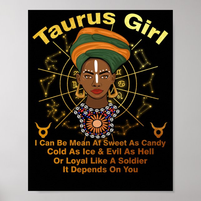 Póster La Reina Taurus dulce como las mujeres negras cana (Frente)