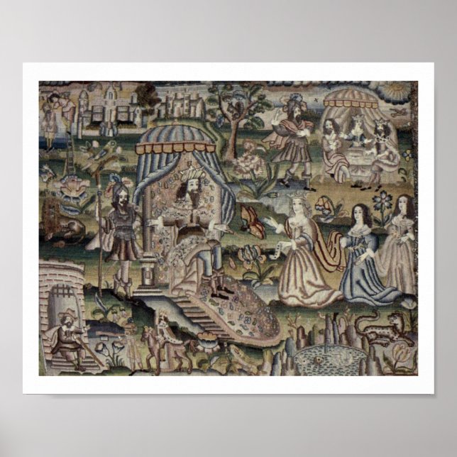 Póster La reina vintage Esther Tapestry Embroidery púrpur (Frente)