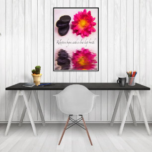 Póster La Relajación Empieza Zen Stones Y Dahlia