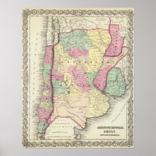 Póster La República Argentina, chile, Uruguay y Paraguay
