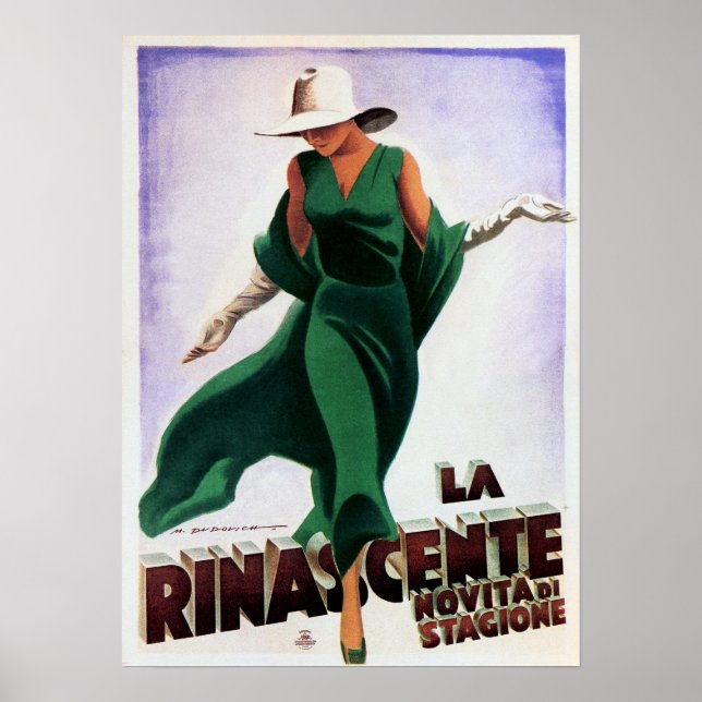 Póster LA RINASCENTE Anuncio Art Deco Vintage Italia (Frente)
