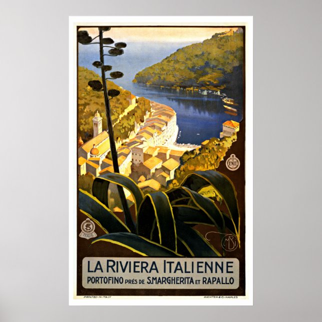 Póster La Riviera Italienne Francia Viajes de época (Frente)