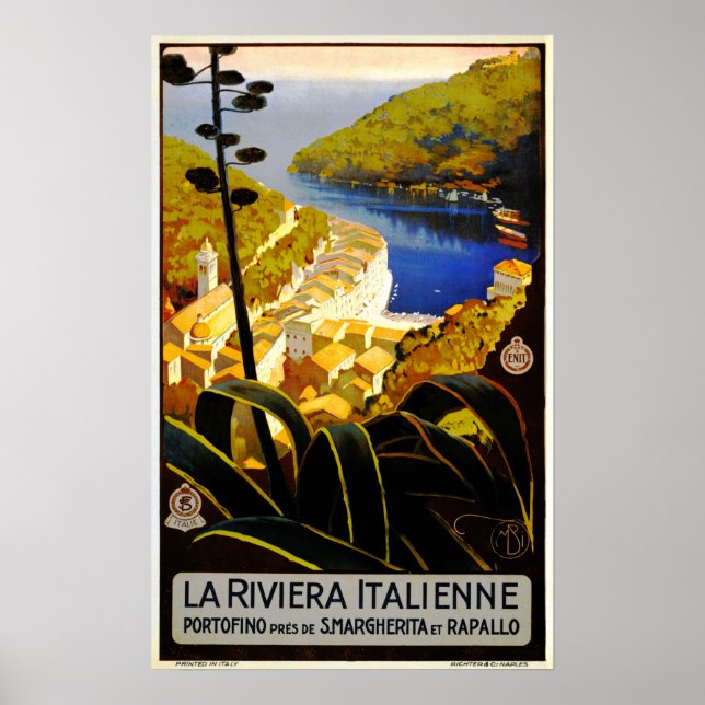 Póster La Riviera Italienne Liguria Viaje italiano ENIT (Frente)