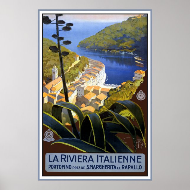 Póster "La Riviera Italienne" Poster de Viajes Vintage (Frente)