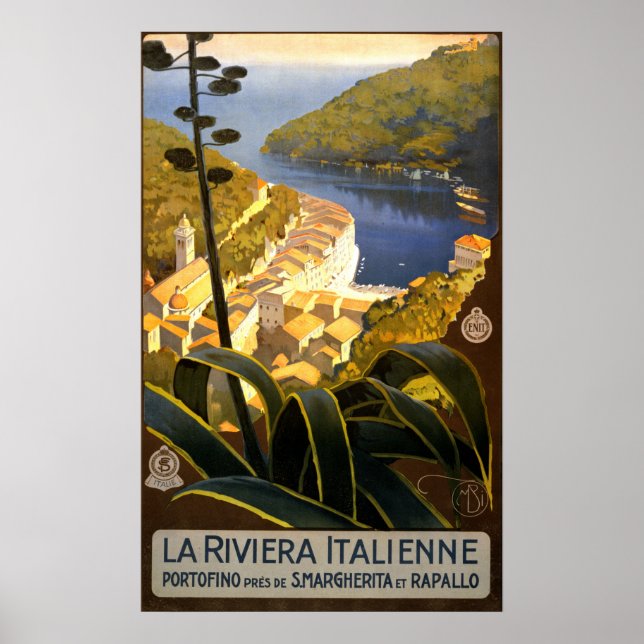 Póster La Riviera Italienne poster de viajes vintage (Frente)