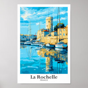 Póster La Rochelle Francia Viaje Ilustracion Viejo