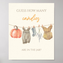 Póster La ropa de calabaza pequeña adivina cuántos carame