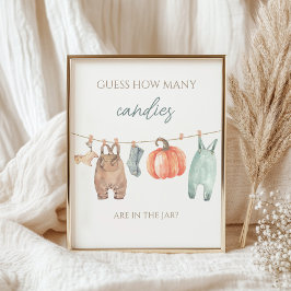 Póster La ropa de niño calabaza adivina cuántos caramelos