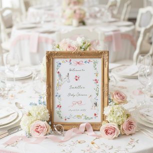 Póster La Rosa y la Cinta Heirloom Firma de Bienvenida de
