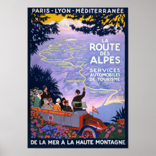 Póster La route des Alpes Vintage Travel Poster