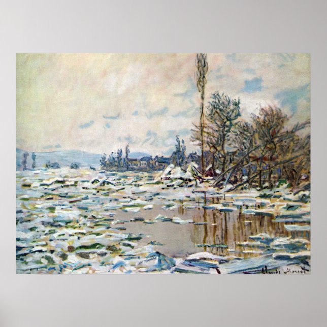 Póster La ruptura del hielo de Claude Monet (Frente)