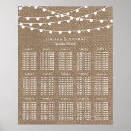 Póster La Rustic Burlap String ilumina la colección Boda