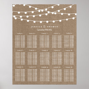 Póster La Rustic Burlap String ilumina la colección Boda