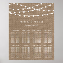 Póster La Rustic Burlap String ilumina la colección Boda