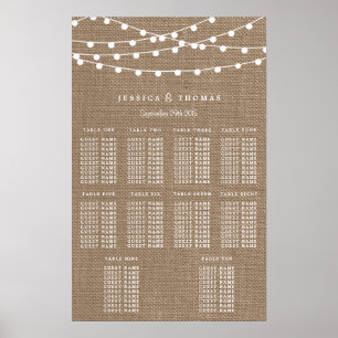 Póster La Rustic Burlap String ilumina la colección Boda