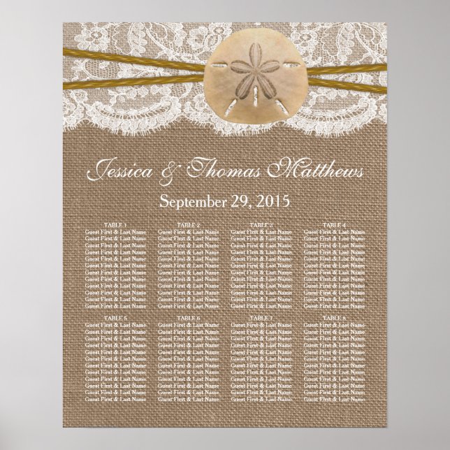 Póster La Rustic Sand Dollar Beach Wedding (Frente)