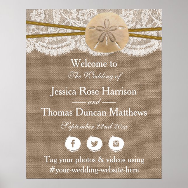 Póster La Rustic Sand Dollar Beach Wedding (Frente)