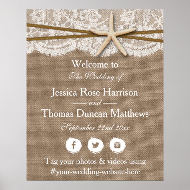 Póster La Rustic Starfish Beach Wedding (Frente)