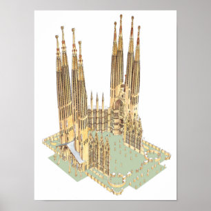 Póster La Sagrada Familia Antonio Gaudi. Barcelona España