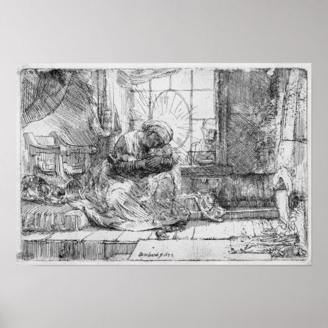 Póster La Sagrada Familia con un gato, 1654 (Frente)