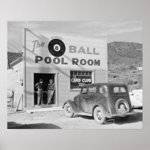 Póster La Sala de Billar Eight Ball, 1940. Foto Antigua
