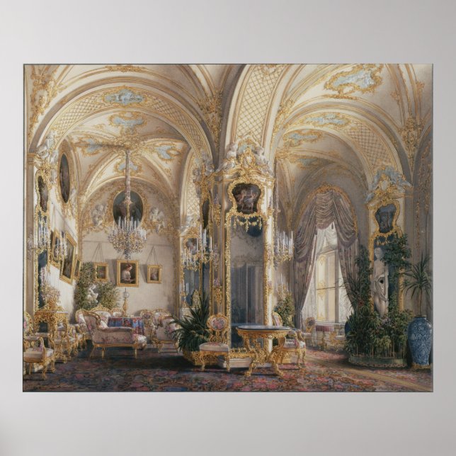 Póster La sala de dibujos al estilo Rococo II, con cúpido (Frente)