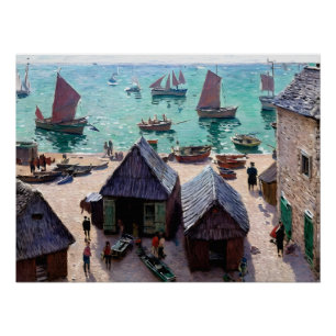 Póster La salida de los barcos, Étretat