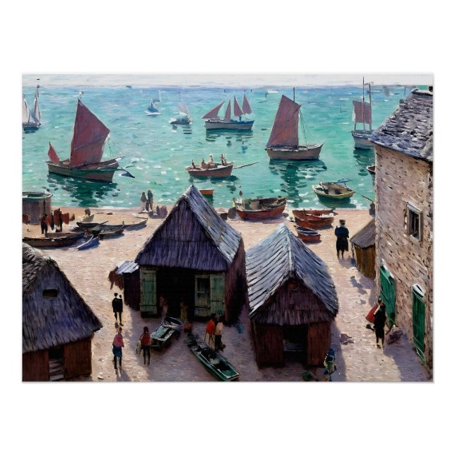 Póster La salida de los barcos, Étretat (Anverso)