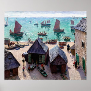 Póster La salida de los barcos, Étretat