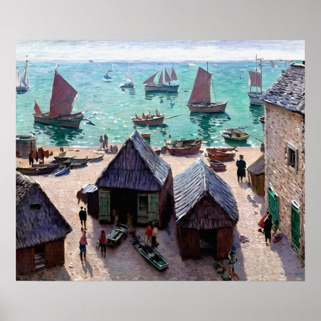 Póster La salida de los barcos, Étretat (Frente)
