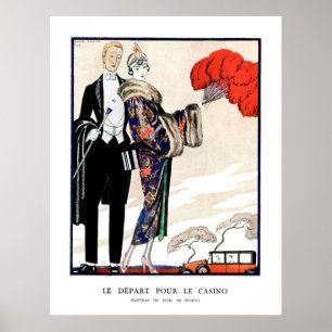 Póster La salida para el casino de George Barbier