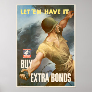 Póster La Segunda Guerra Mundial compra bonos de guerra