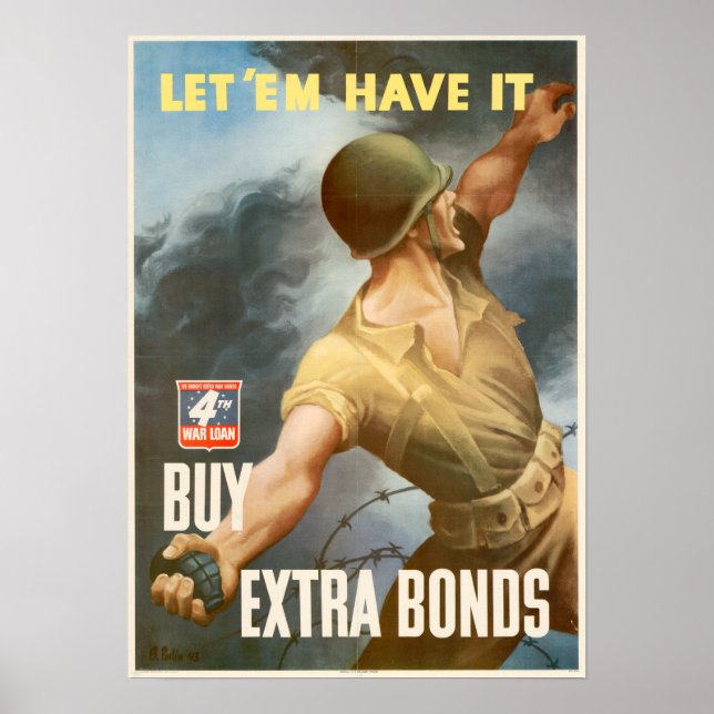 Póster La Segunda Guerra Mundial compra bonos de guerra (Frente)