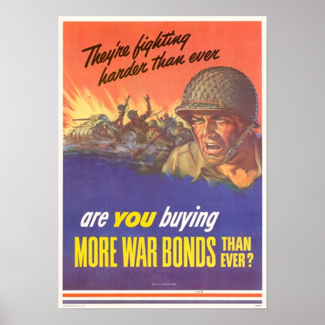 Póster La Segunda Guerra Mundial compra bonos de guerra (Frente)