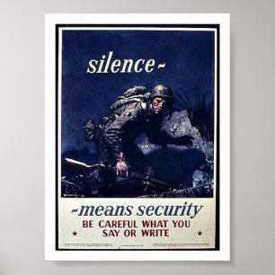 Póster La seguridad de Menans del silencio tenga cuidado