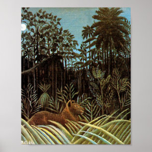 Póster La selva con el león de Henri Rousseau