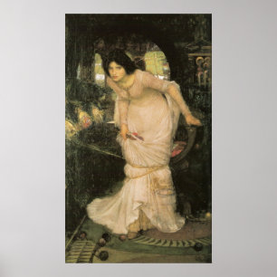 Póster La señora de Shalott que mira Lancelot