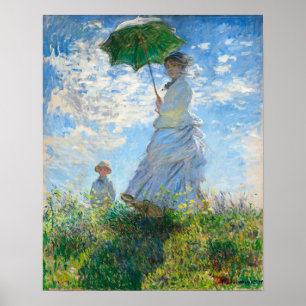 Póster La señora Monet de Claude Monet y su hijo