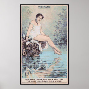 Póster La señora Vintage Cigar Ad del baño
