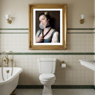 Póster La Señorita Sassy haciendo burbujas con chicle