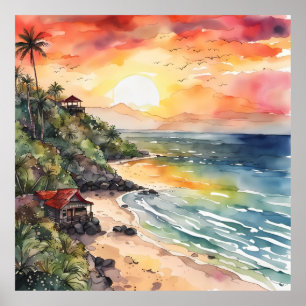 Póster La serenata de Bali al atardecer