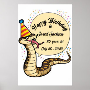 Póster La serpiente rattle usa personalizado gorra de cum